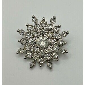 Silvertone Crystal Rhinestone Geometric Brooch Fashion Jewelry Vintage